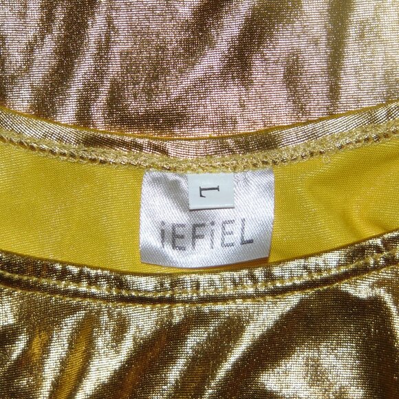 iEFiEL Shiny Gold Long Sleeve Leotard L - Picture 4 of 6